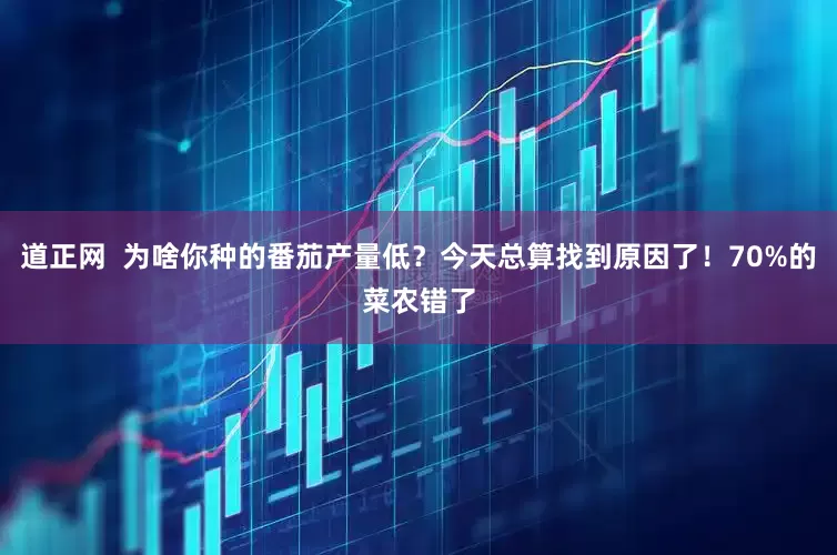 道正网  为啥你种的番茄产量低？今天总算找到原因了！70%的菜农错了